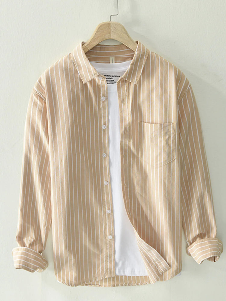 
                  
                    Men's Plus Size Striped Button Up Long Sleeve Shirt.
                  
                