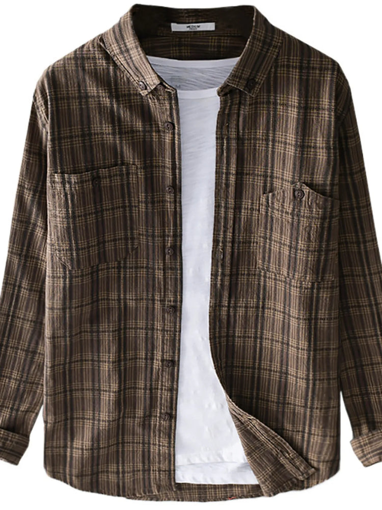 
                  
                    Men's Plus Size Button Up Long Sleeve Plaid Shirt.
                  
                