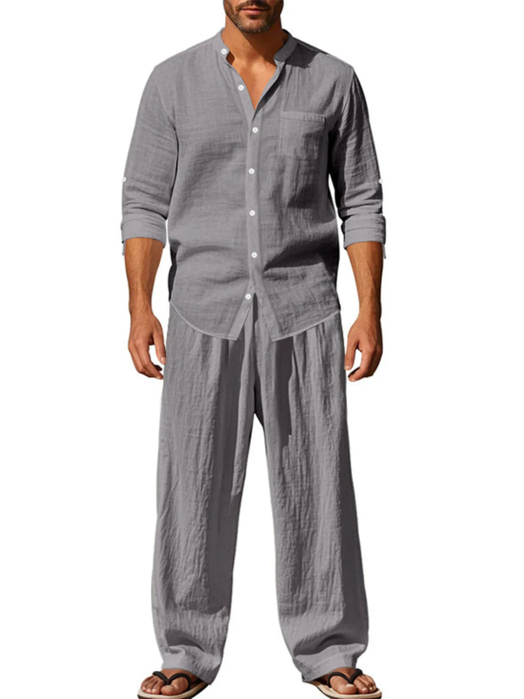 
                  
                    Men's Full Size Button Up Shirt and Pants Set Plus Size.
                  
                