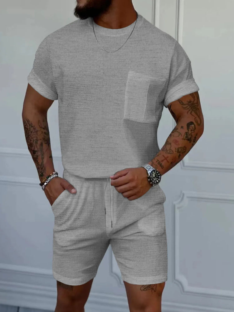 
                  
                    Men's Full Size Round Neck Short Sleeve Top and Shorts Set Plus Size.
                  
                