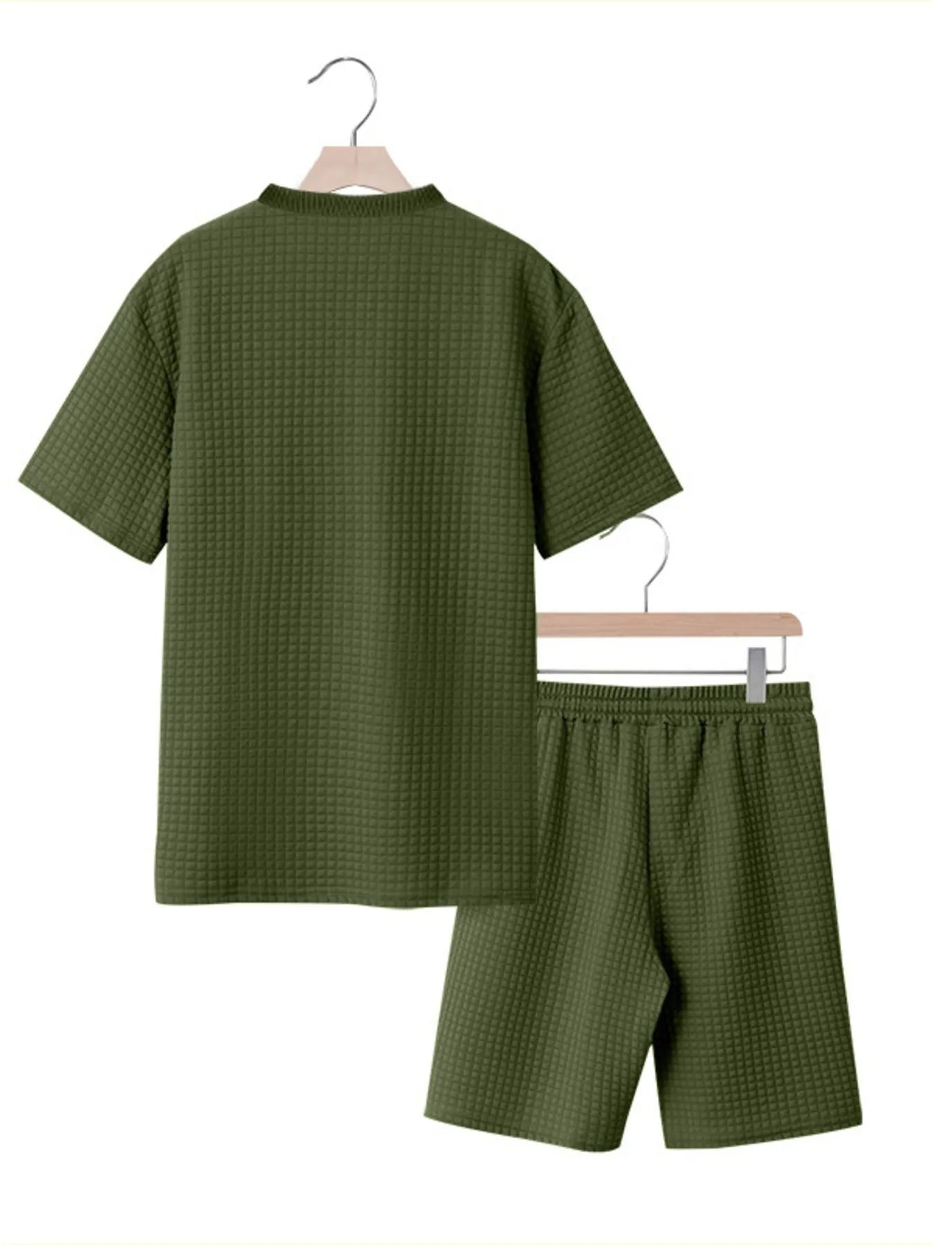 
                  
                    Men's Full Size Textured Round Neck Top and Shorts Set Plus SIze.
                  
                