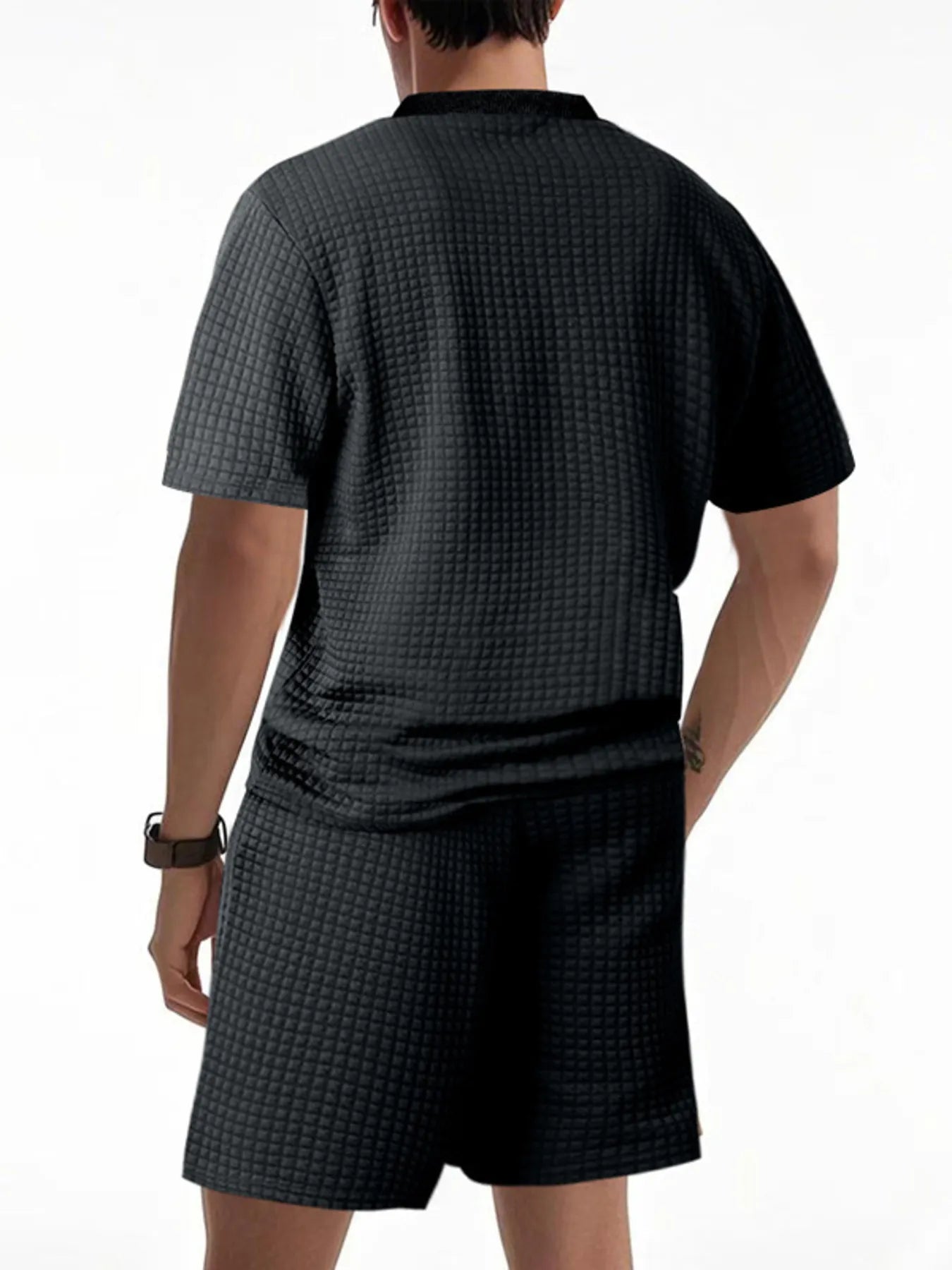 
                  
                    Men's Full Size Textured Round Neck Top and Shorts Set Plus SIze.
                  
                