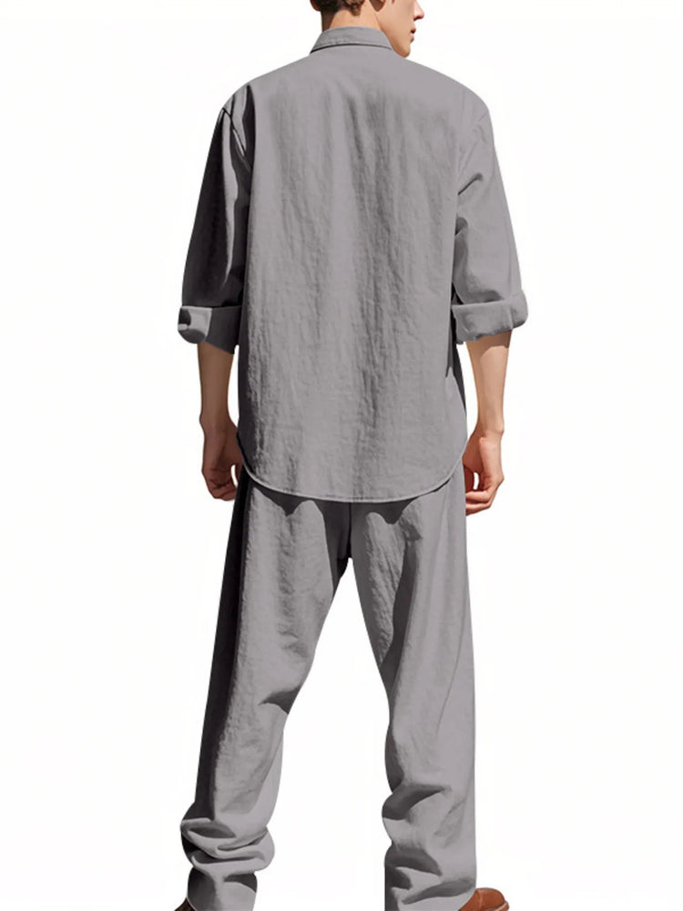 
                  
                    Men's Full Size Button Up Shirt and Pants Set Plus Size.
                  
                