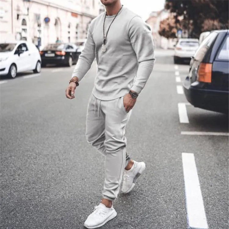 
                  
                    Men's Full Size Round Neck Long Sleeve Top and Pants Set Plus Size.
                  
                