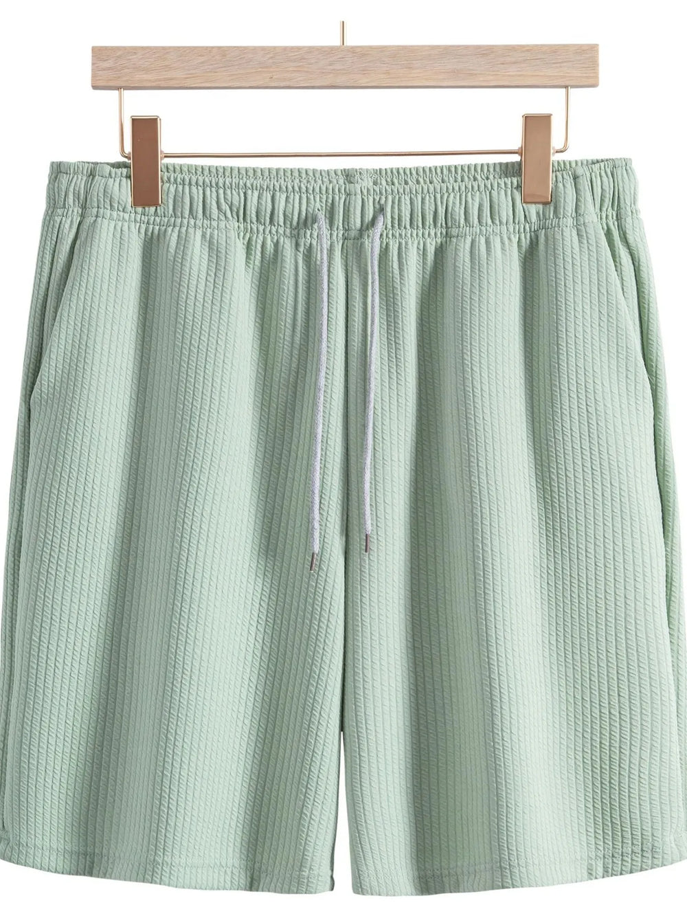 Men's Full Size Casual Textured Drawstring Shorts Plus Size.