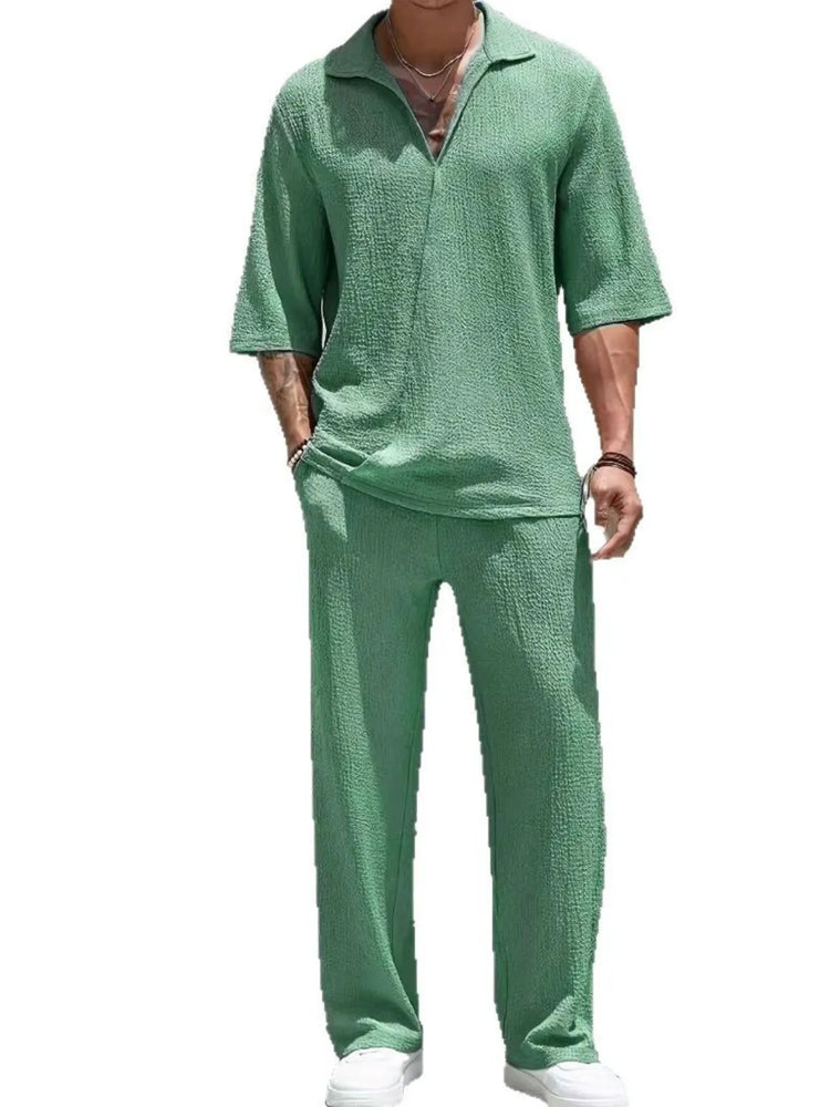 
                  
                    Men's Johnny Collar Half Sleeve Top and Pants Set.
                  
                