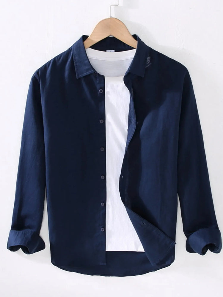 Men's Full Size Casual Long Sleeve Button-Up Shirt Plus Size.