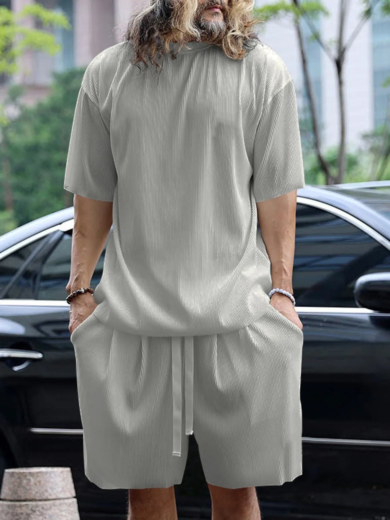 
                  
                    Men's Full Size Round Neck Short Sleeve Top and Shorts Set Plus Size.
                  
                