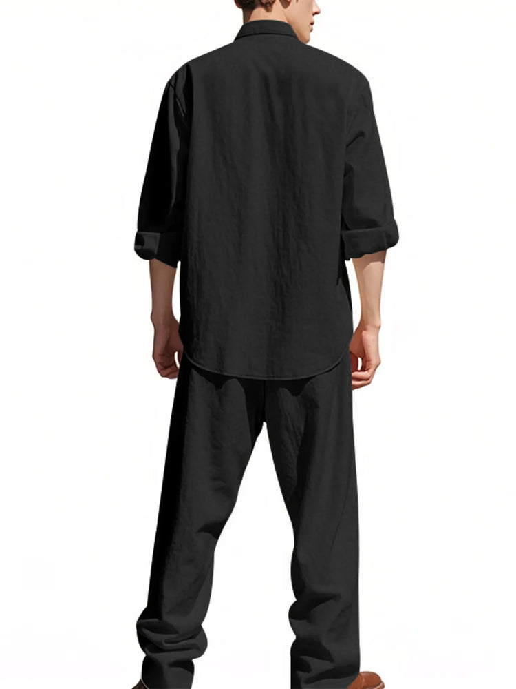 
                  
                    Men's Full Size Button Up Shirt and Pants Set Plus Size.
                  
                