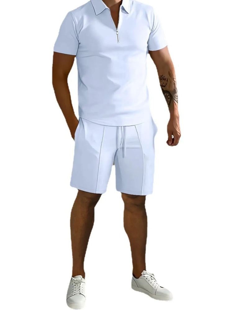 
                  
                    Men's Full Size Collared Neck Short Sleeve Top and Shorts Set Plus Size.
                  
                