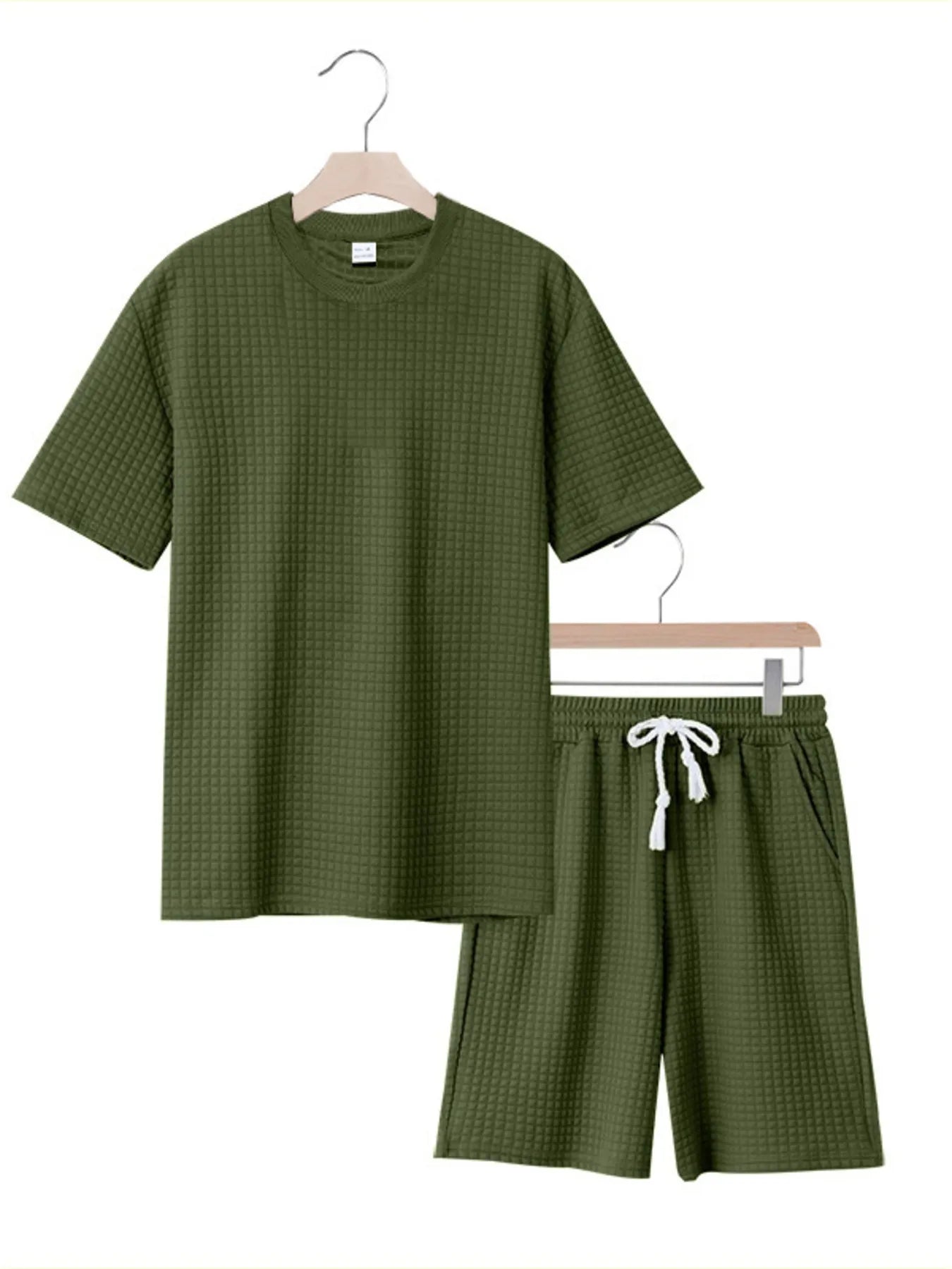 
                  
                    Men's Full Size Textured Round Neck Top and Shorts Set Plus SIze.
                  
                
