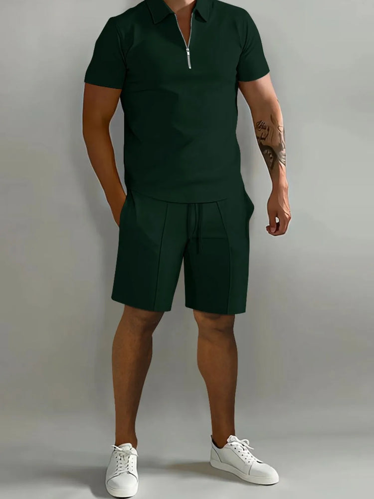 
                  
                    Men's Full Size Collared Neck Short Sleeve Top and Shorts Set Plus Size.
                  
                