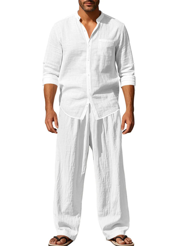 
                  
                    Men's Full Size Button Up Shirt and Pants Set Plus Size.
                  
                