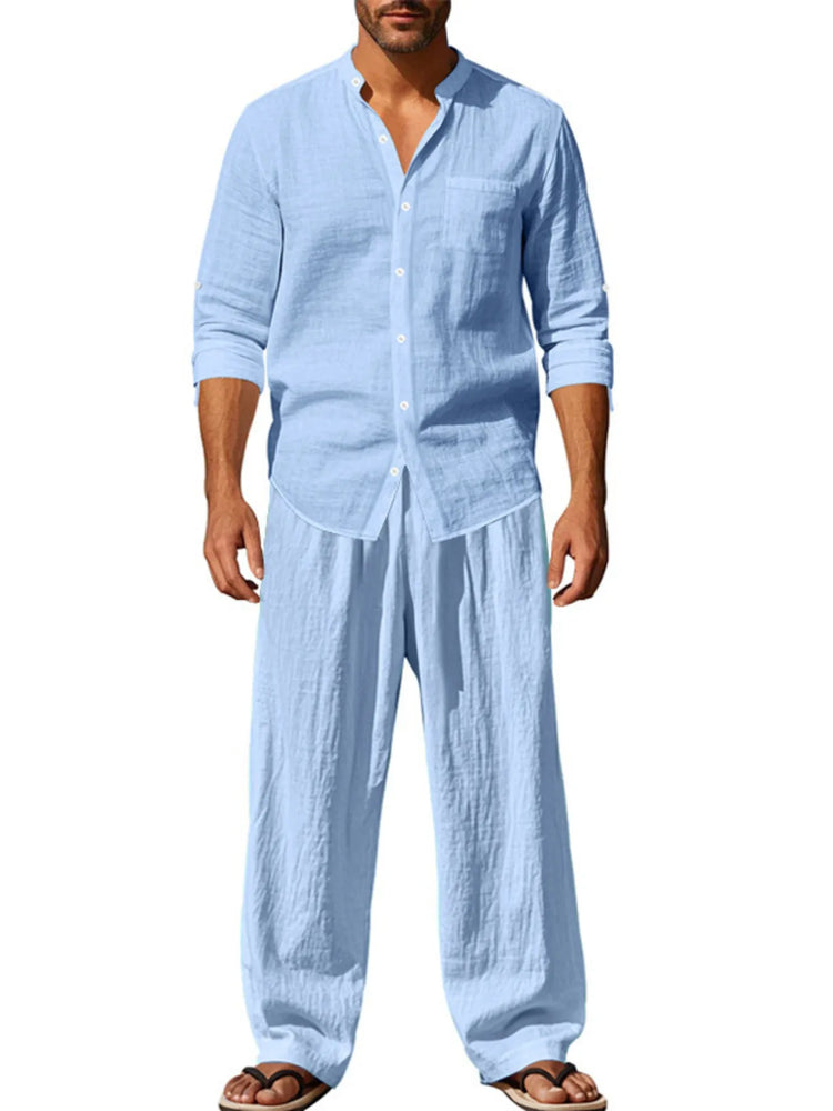 
                  
                    Men's Full Size Button Up Shirt and Pants Set Plus Size.
                  
                