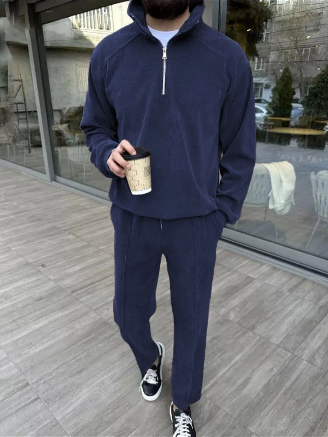 
                  
                    Men's Full Size Half Zip Long Sleeve Top and Pants Plus Size.
                  
                