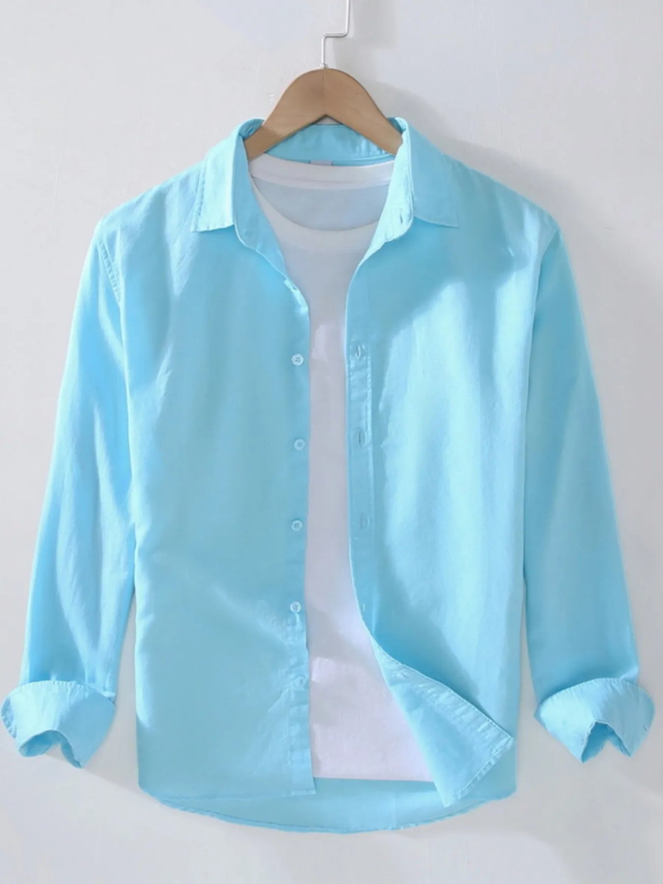 Men's Full Size Casual Long Sleeve Button-Up Shirt Plus Size.