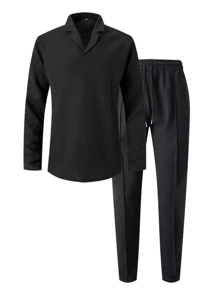 
                  
                    Men's Full Size Waffle-Knit Long Sleeve Top and Pants Set Plus Size.
                  
                