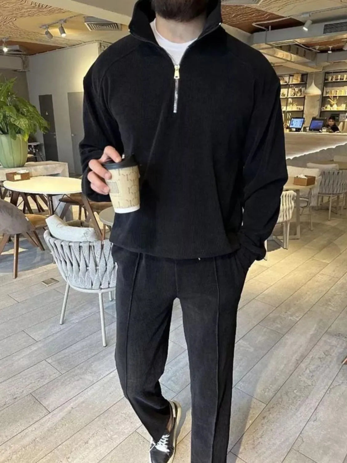 
                  
                    Men's Full Size Half Zip Long Sleeve Top and Pants Plus Size.
                  
                