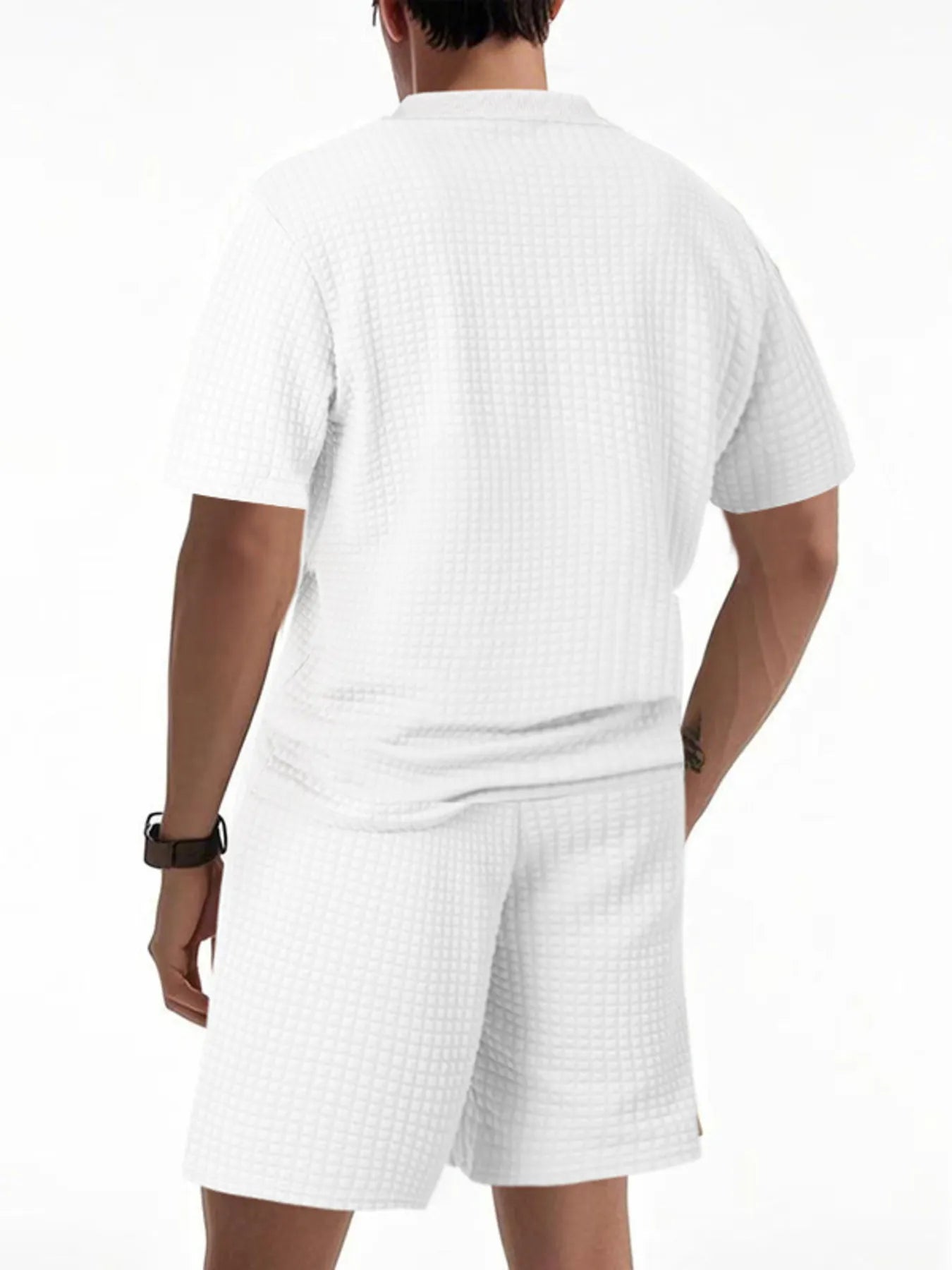 
                  
                    Men's Full Size Textured Round Neck Top and Shorts Set Plus SIze.
                  
                