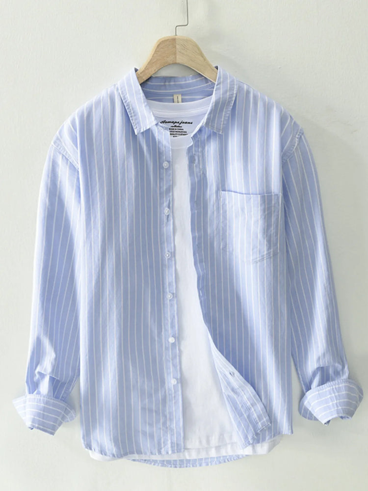 
                  
                    Men's Plus Size Striped Button Up Long Sleeve Shirt.
                  
                