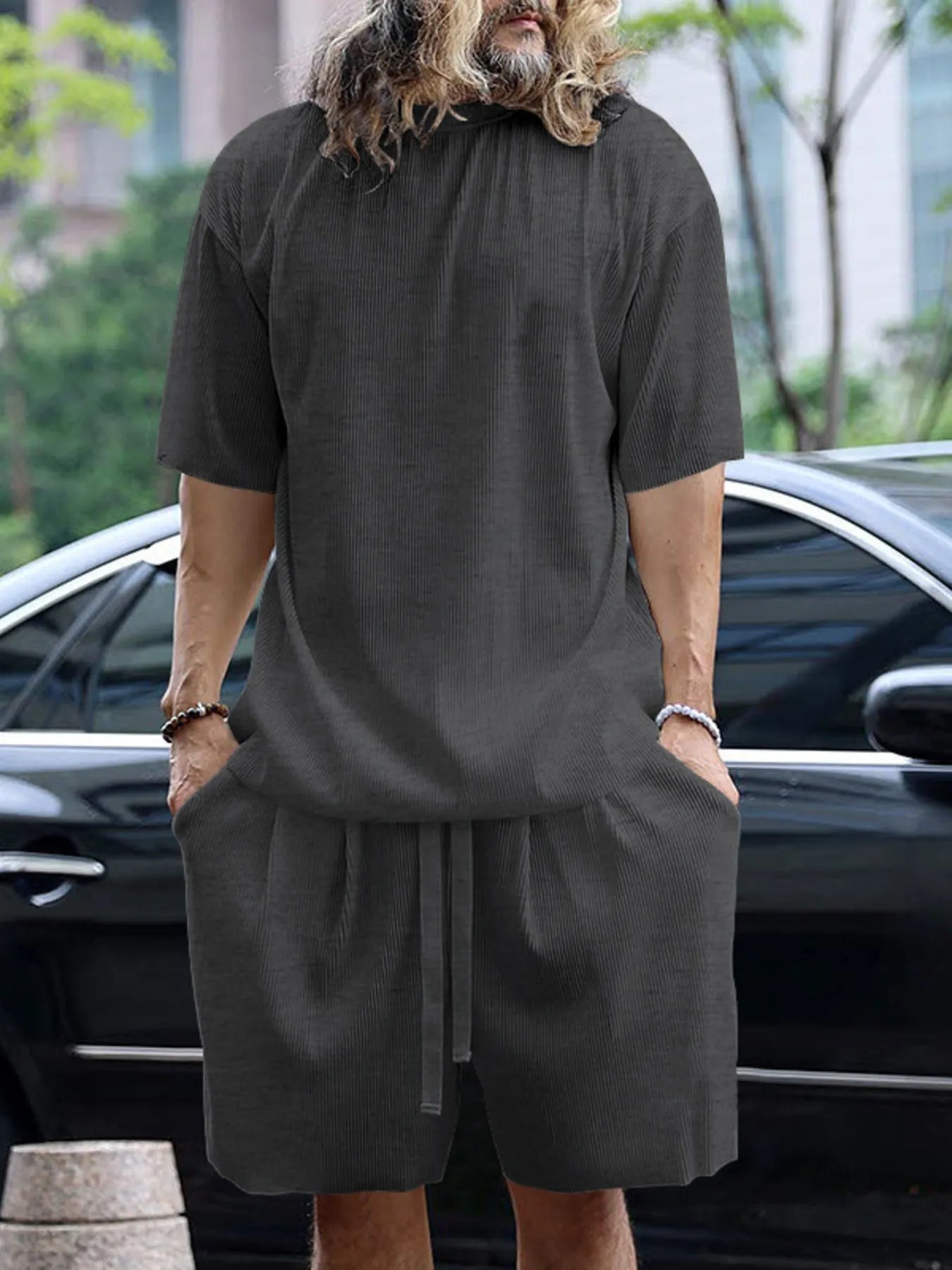 
                  
                    Men's Full Size Round Neck Short Sleeve Top and Shorts Set Plus Size.
                  
                