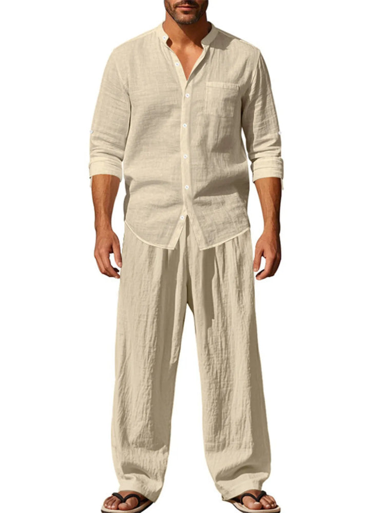 
                  
                    Men's Full Size Button Up Shirt and Pants Set Plus Size.
                  
                