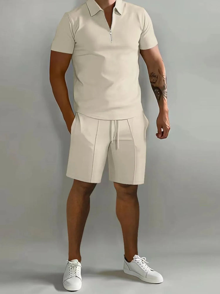 
                  
                    Men's Full Size Collared Neck Short Sleeve Top and Shorts Set Plus Size.
                  
                