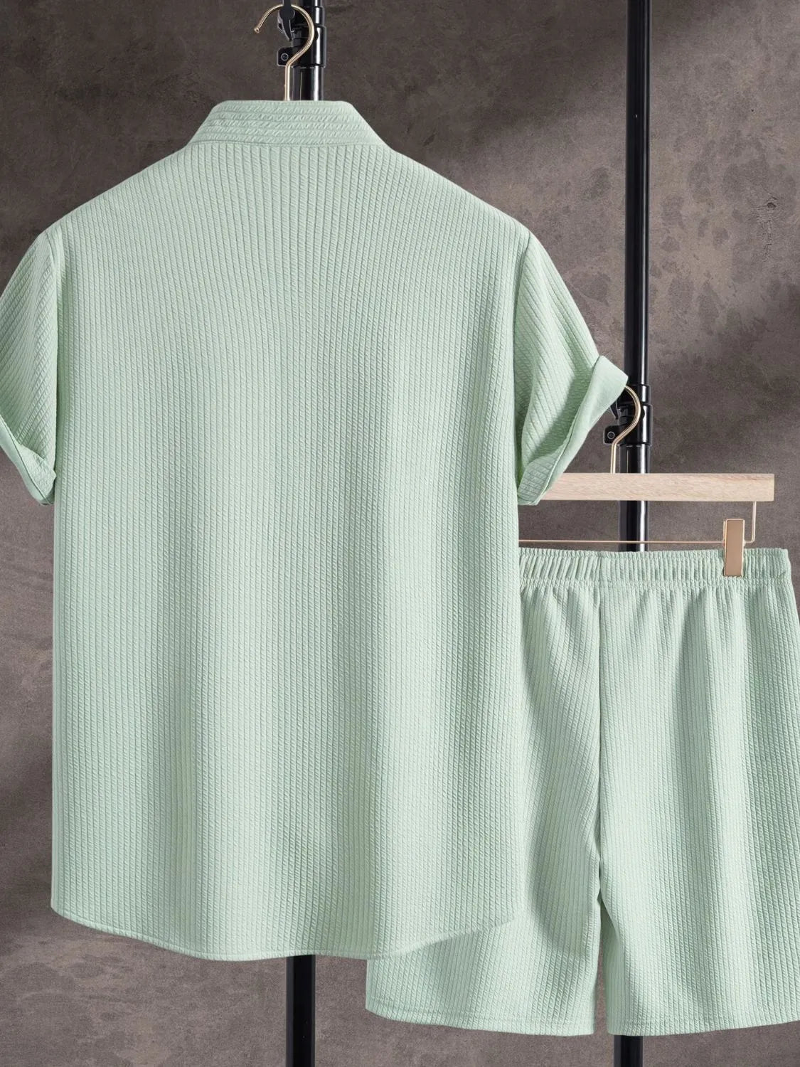 Men's Ribbed Short Sleeve Shirt and Shorts Set.