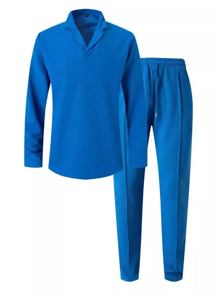
                  
                    Men's Full Size Waffle-Knit Long Sleeve Top and Pants Set Plus Size.
                  
                