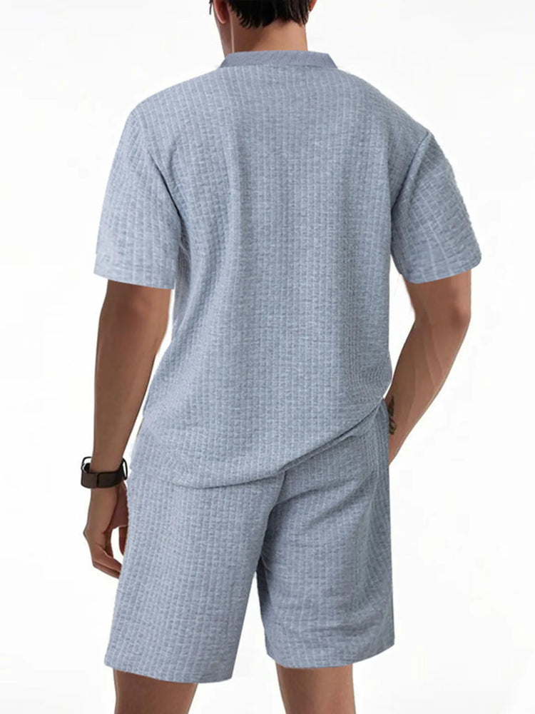 
                  
                    Men's Full Size Textured Round Neck Top and Shorts Set Plus SIze.
                  
                