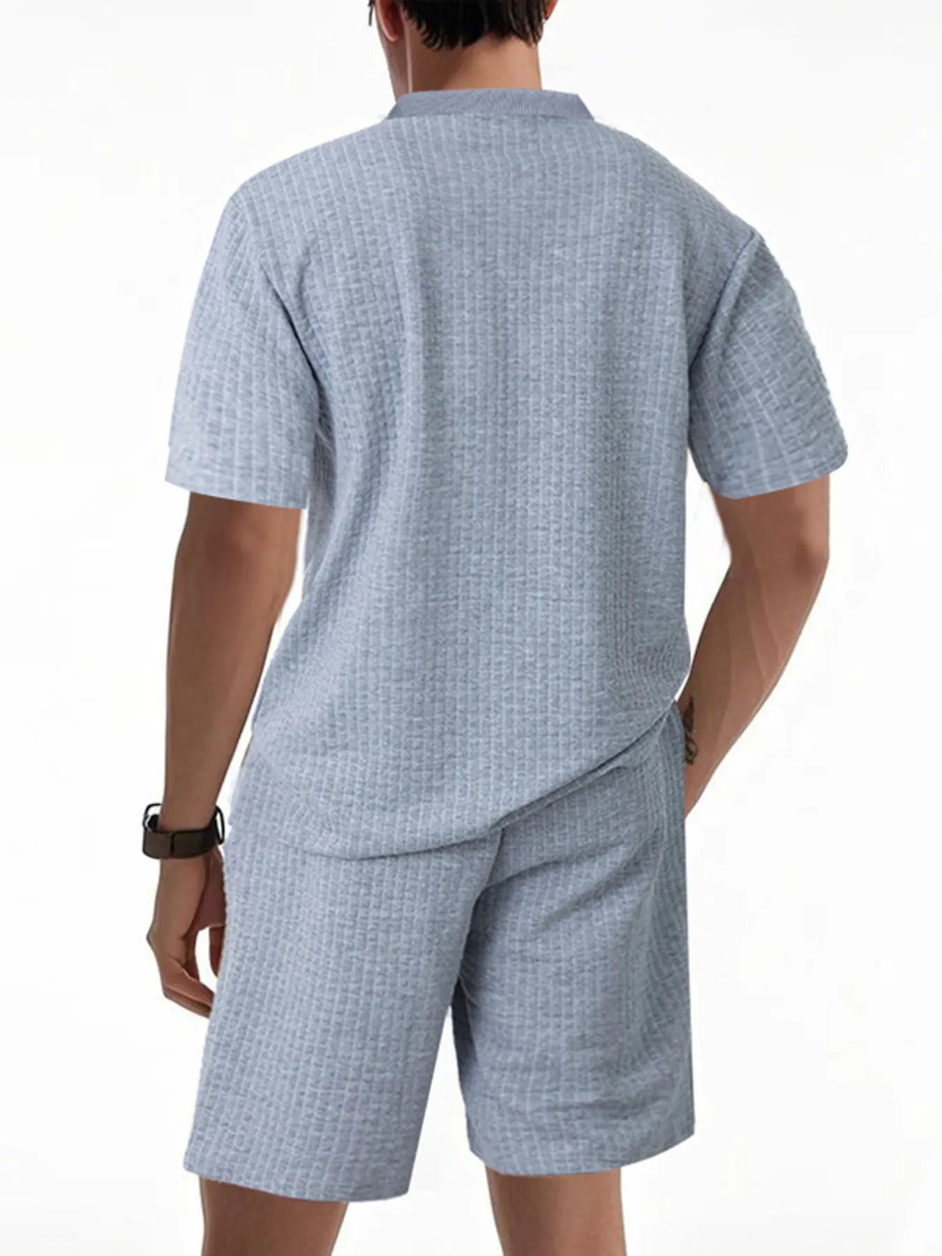 
                  
                    Men's Full Size Textured Round Neck Top and Shorts Set Plus SIze.
                  
                