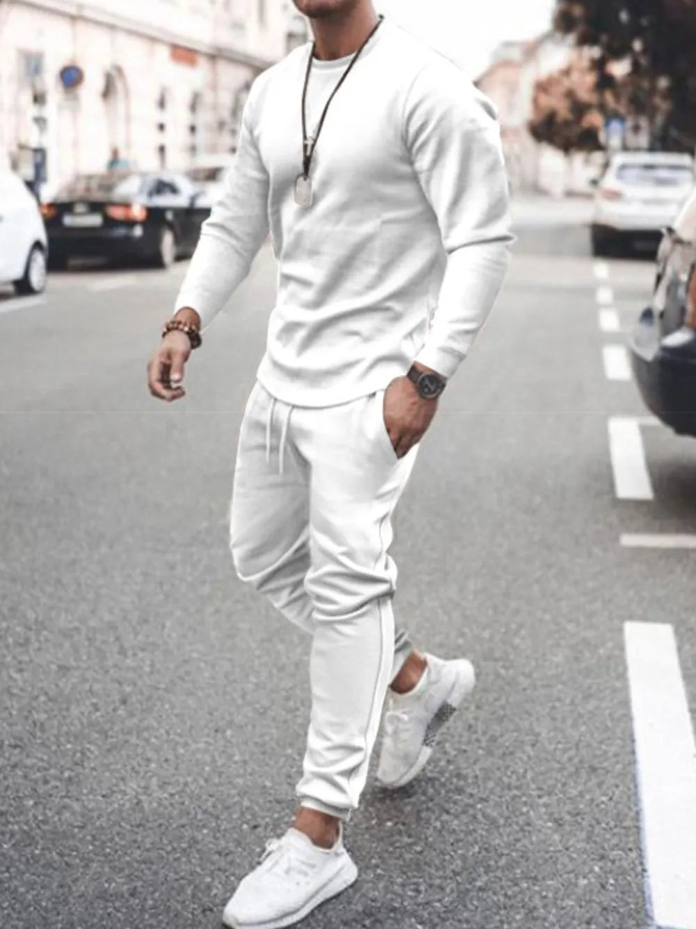 
                  
                    Men's Full Size Round Neck Long Sleeve Top and Pants Set Plus Size.
                  
                