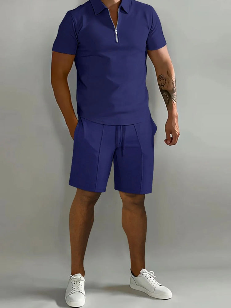 
                  
                    Men's Full Size Collared Neck Short Sleeve Top and Shorts Set Plus Size.
                  
                