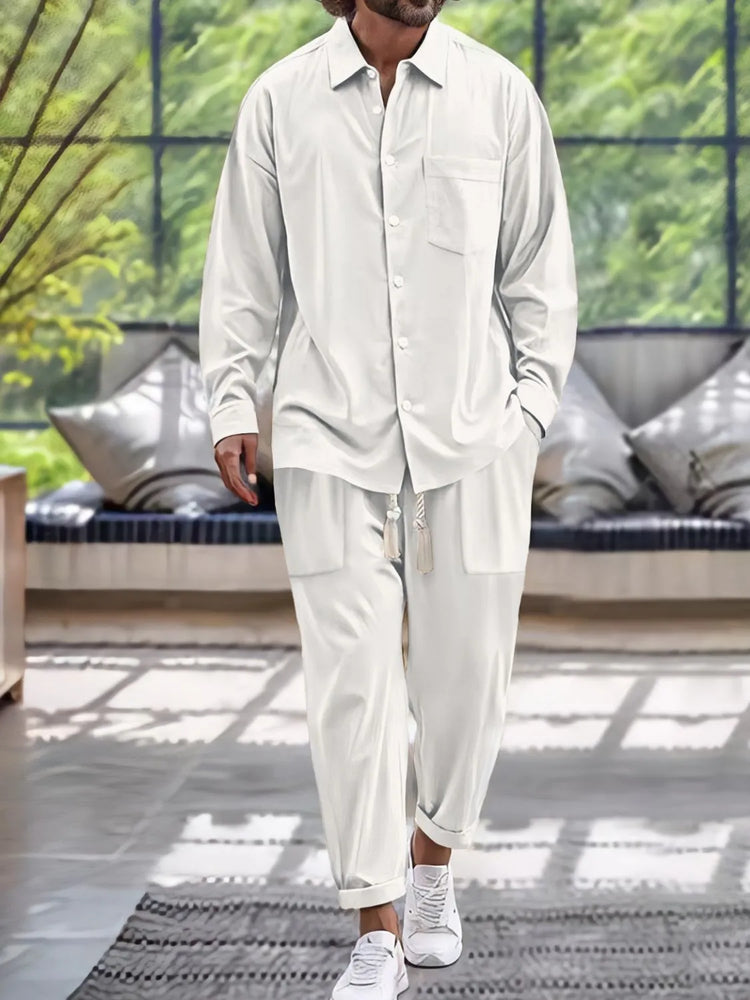 
                  
                    Men's Button Down Long Sleeve Shirt and Pants Set.
                  
                