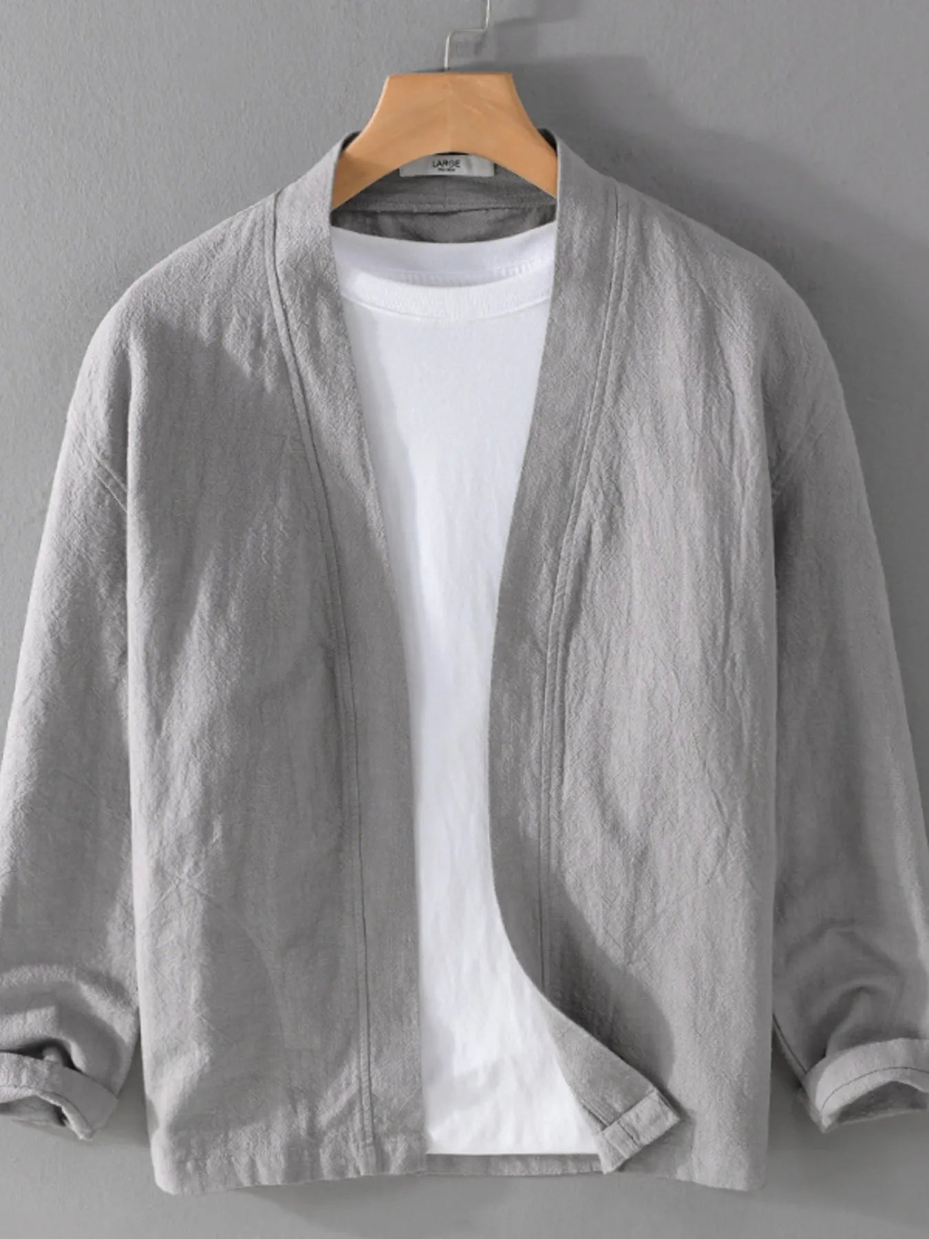 Men's Plus Size Casual Open Front Long Sleeve Top.