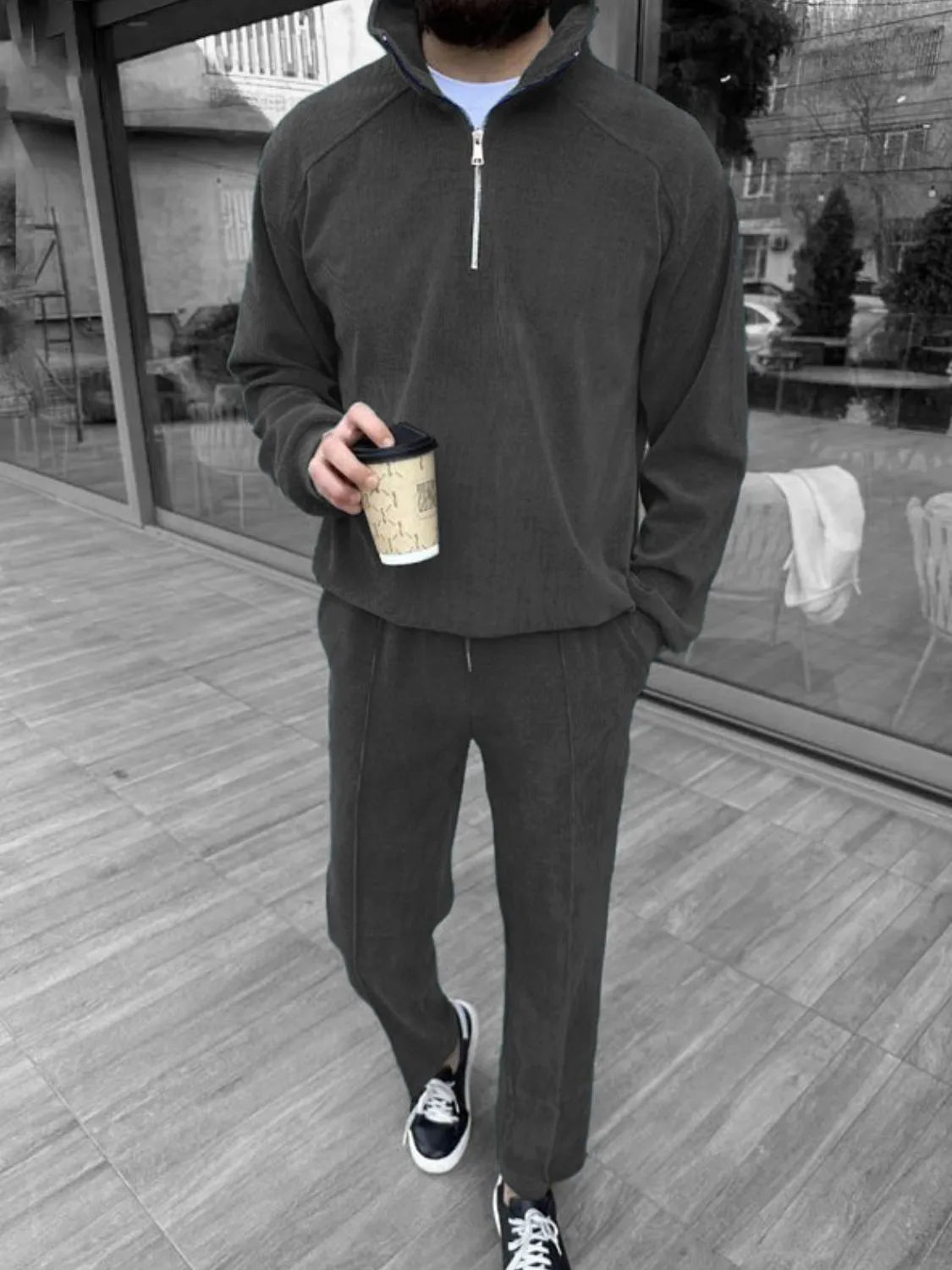 
                  
                    Men's Full Size Half Zip Long Sleeve Top and Pants Plus Size.
                  
                