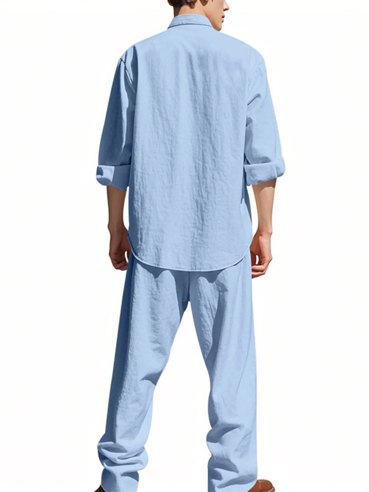 
                  
                    Men's Full Size Button Up Shirt and Pants Set Plus Size.
                  
                
