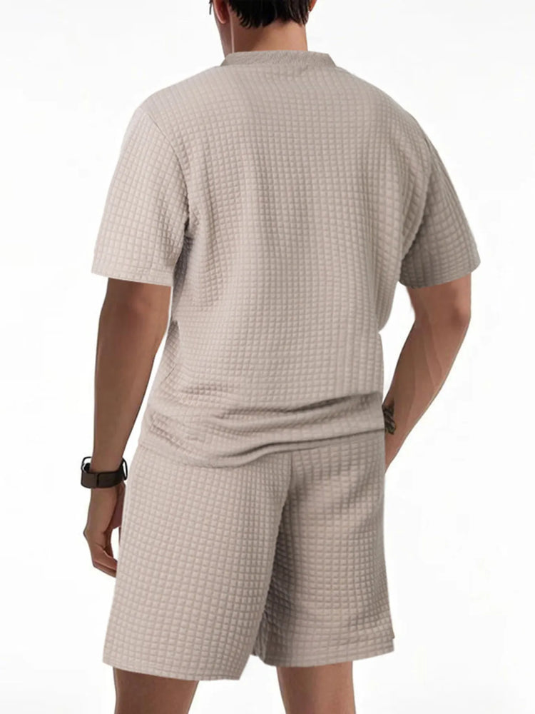
                  
                    Men's Full Size Textured Round Neck Top and Shorts Set Plus SIze.
                  
                
