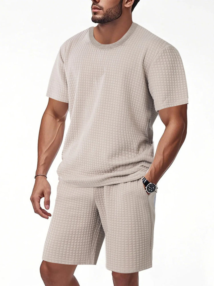 
                  
                    Men's Full Size Textured Round Neck Top and Shorts Set Plus SIze.
                  
                