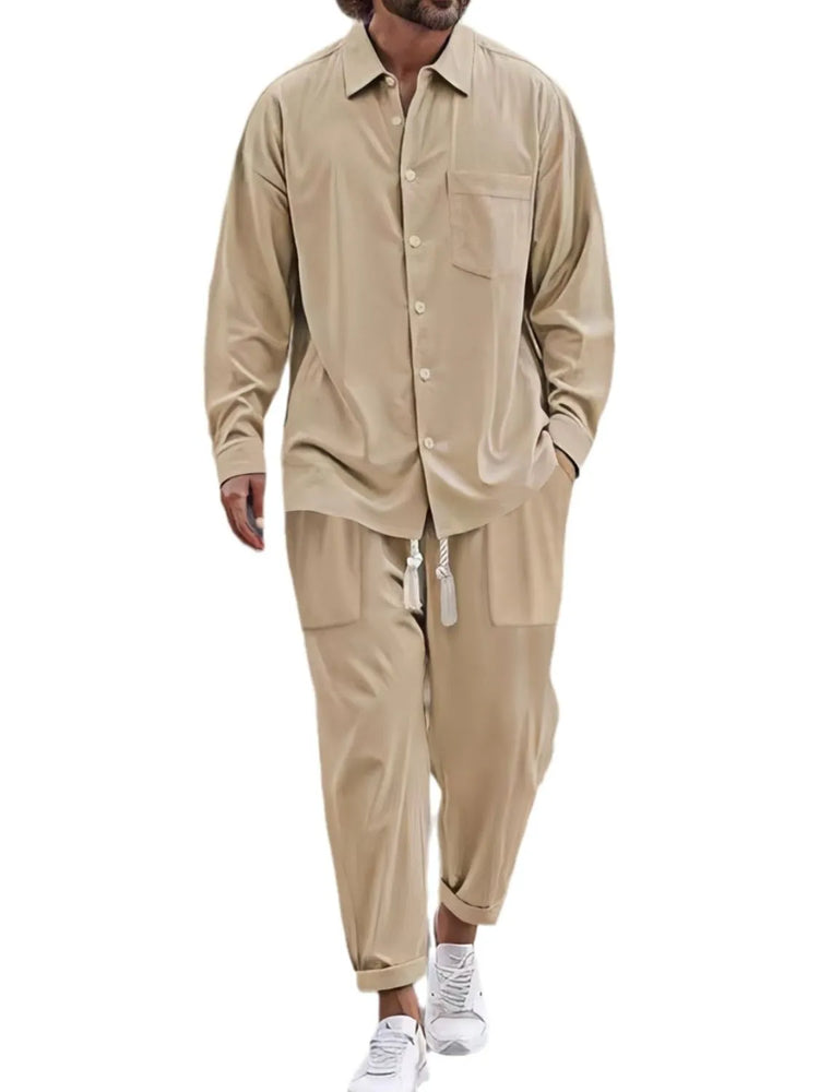 
                  
                    Men's Button Down Long Sleeve Shirt and Pants Set.
                  
                